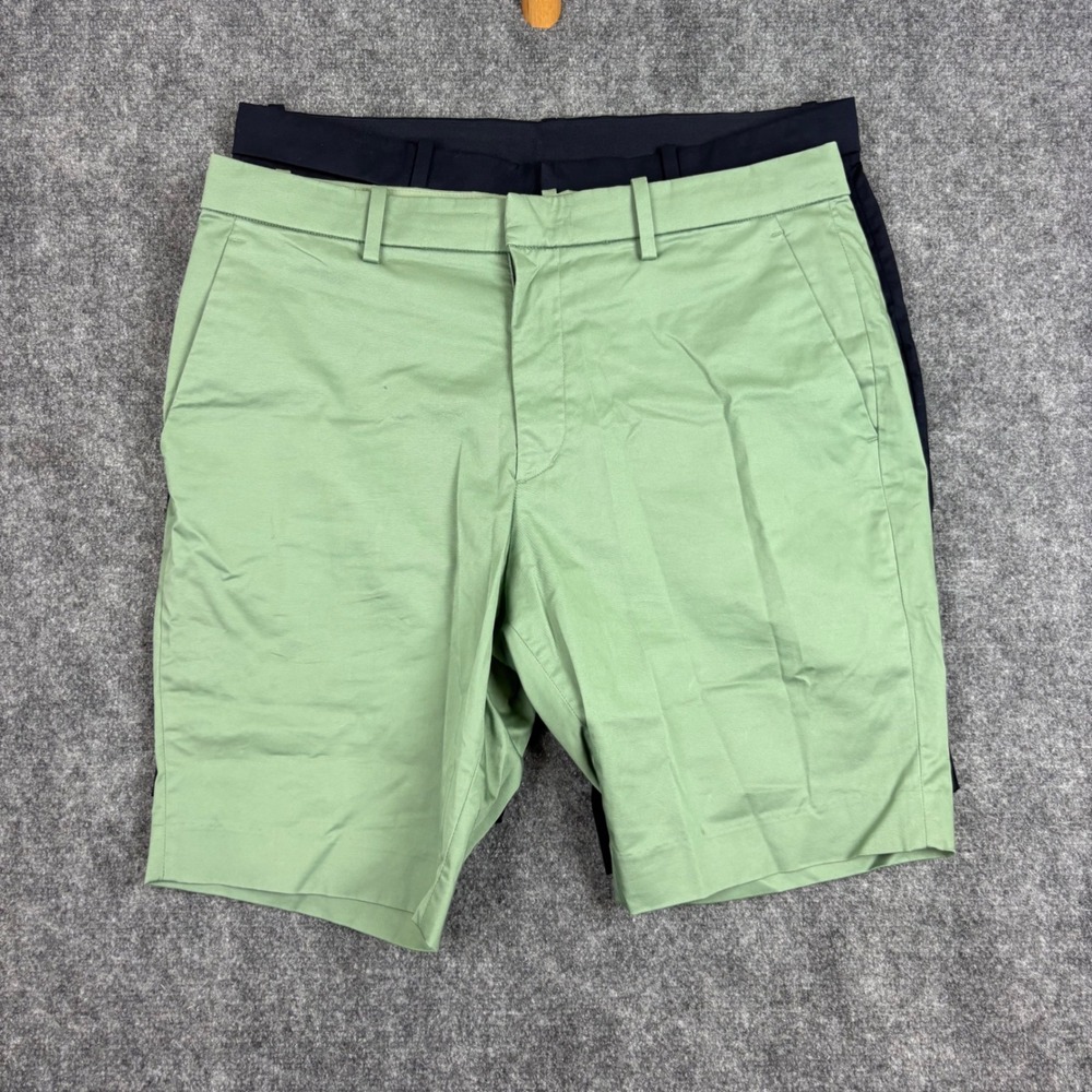 Lot of 2 Uniqlo Mens Chino Shorts Green Blue Size L Waist 33-36 Cotton Stretch